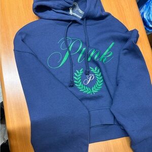 Victoria's Secret Blue Hoodie with Green Accents